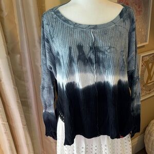 Women's Tie-Dye Knit waffle long sleeve top